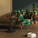 Conjunto de mesa e cadeira moderna de veludo, luxo, design italiano, poltrona, hotel, quarto, varanda, móveis nórdicos