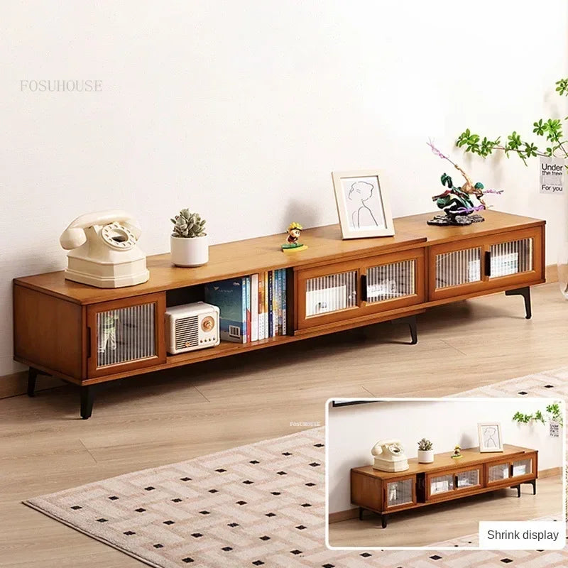 Nordic simples armário de tv pequeno apartamento tv stands sala estar móveis luz luxo retro bambu telescópico piso tv gabinete z