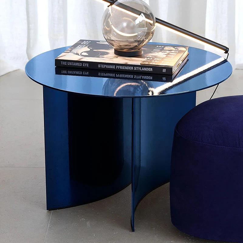 Mesa de café para sala, mesa lateral redonda de metal, ferro industrial, latão antigo, italiano